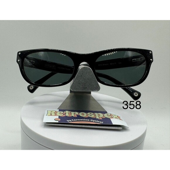 Vintage Y2K Sunglasses NOS 2000s Green Lens Coach HC6054 Narrow Black Zyl Frame - Picture 1 of 7